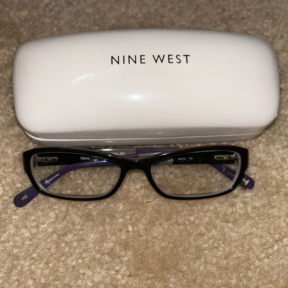 Nine West Black Frame Glasses with Purple Accents